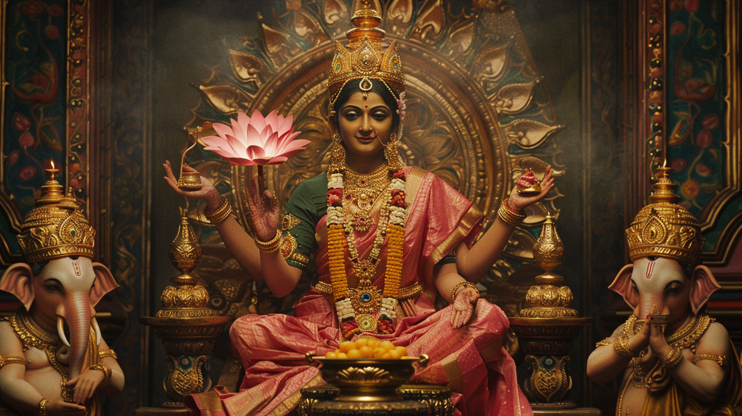 Goddess Lakshmi with lotus