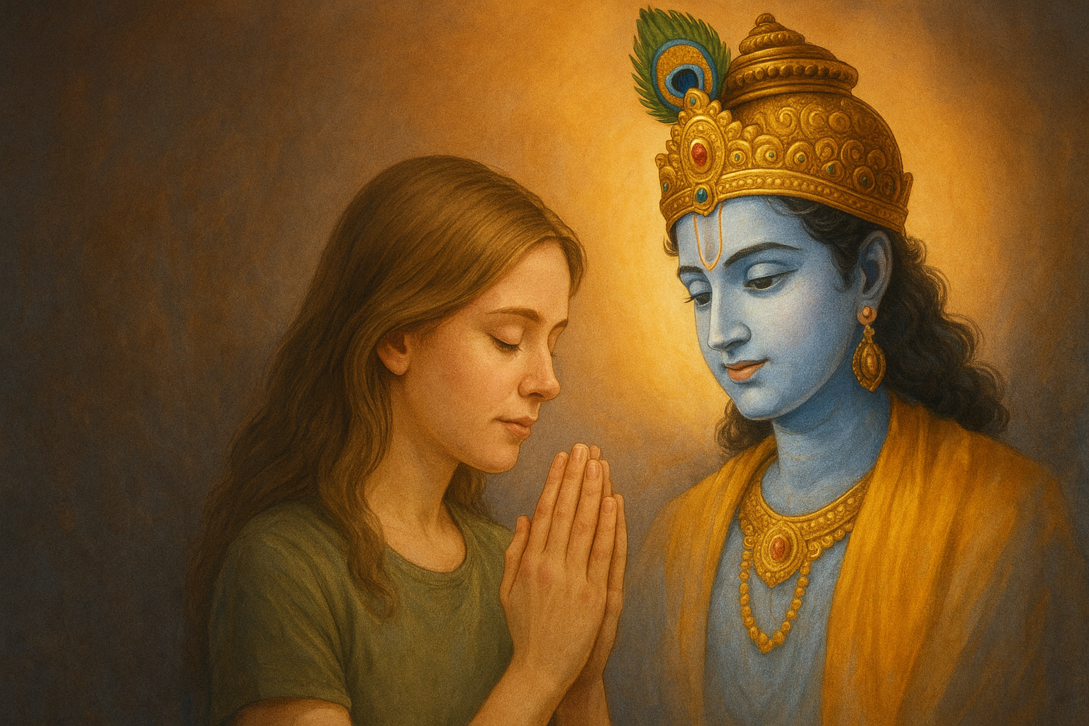 Lord Krishna with devotee