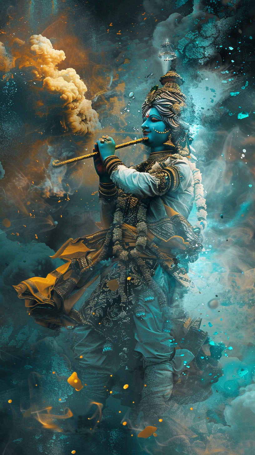 Lord Krishna playing flute